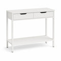 Konsolentisch 100 x 30 x 80 cm mit 2 Schubladen und Ablageboden MDF Metallrahmen Weiß rechteckig Schwarz