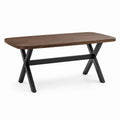 Esstisch rechteckig 180 x 90 x 75 cm Holz Walnussoptik Metallgestell Schwarz X Form
