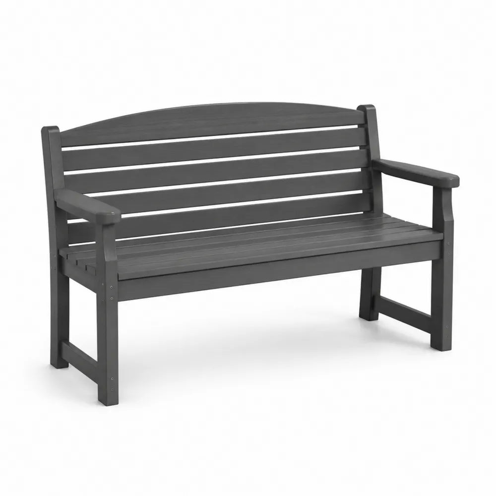 Gartenbank 2-Sitzer 120 cm x 60 cm x 85 cm Holz Dunkelgrau mit Rückenlehne Armlehnen rechteckig